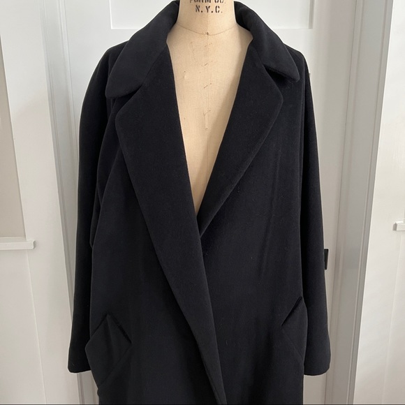 Vintage Christian Dior Loro Piana Angora Wool Black Wrap Coat - Picture 4 of 8